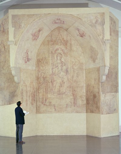 Madonna and Child Enthroned, drawing for a fresco by Paolo di Stefano Badaloni Schiavo